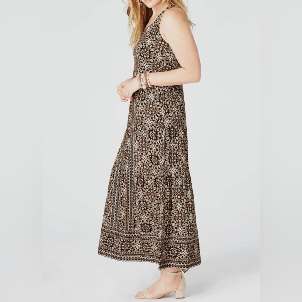 J. Jill Black and Cream Jersey Criss Back Maxi Dress Size XS - Picture 4 of 10